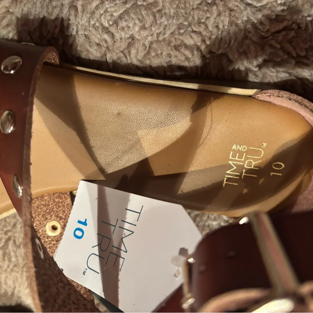 Time and Tru Brown Studded Sandals - Picture 2 of 4